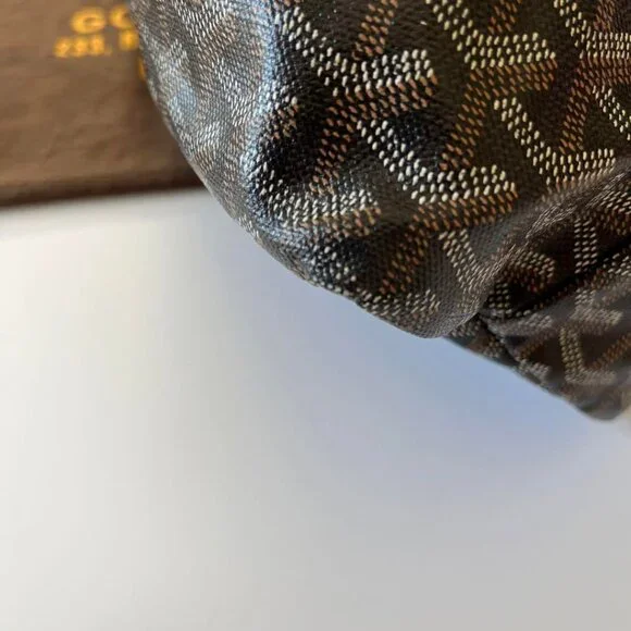 Authentic Goyard Goyardine Saint Louis PM Black Brown Shoulder Tote Bag & Pouch